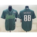 Philadelphia Eagles #88 Dallas Goedert Green With Super Bowl LVII Patch Cool Base Stitched Baseball Jersey