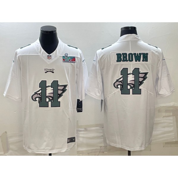 Philadelphia Eagles #11 A. J. Brown Super Bowl LVII Patch White Shadow Logo Limited Stitched Jersey
