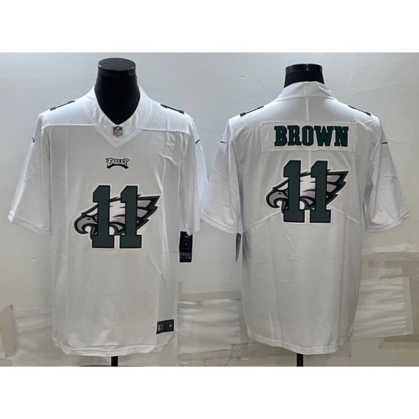 Philadelphia Eagles #11 A. J. Brown White Shadow Logo Limited Stitched Jersey