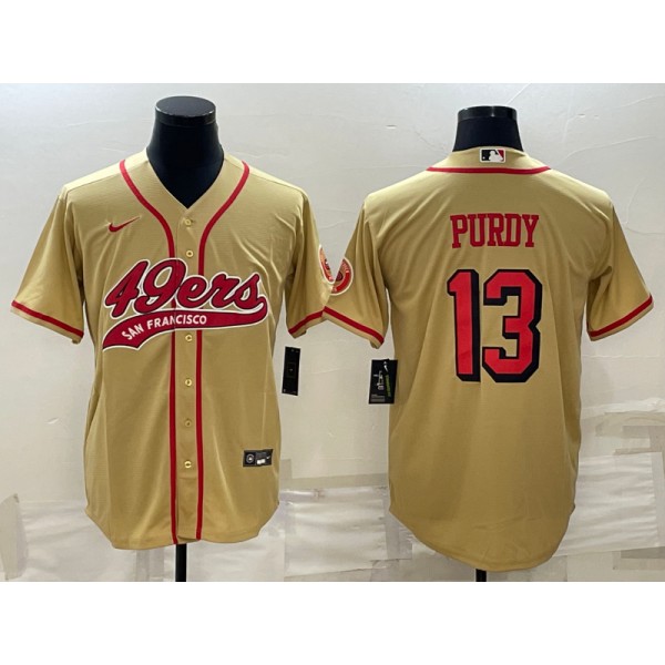 San Francisco 49ers #13 Brock Purdy New Gold With Patch Cool Base Stitched Baseball Jersey