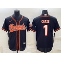 Cincinnati Bengals #1 Ja'Marr Chase Black With Patch Cool Base Stitched Baseball Jersey