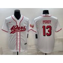 San Francisco 49ers #13 Brock Purdy White With Patch Cool Base Stitched Baseball Jersey