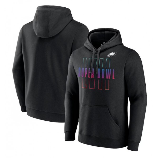 Philadelphia Eagles Black Super Bowl LVII Open Sky Pullover Hoodie