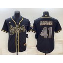 New Orleans Saints #41 Alvin Kamara Black Gold With Patch Cool Base Stitched Baseball Jersey