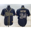 Chicago Bears #34 Walter Payton Black Gold With Patch Cool Base Stitched Baseball Jersey