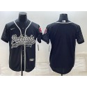 New England Patriots Blank Black Reflective With Patch Cool Base Stitched Baseball Jersey