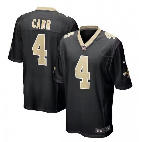 New Orleans Saints #4 Derek Carr Black Stitched Game Jersey