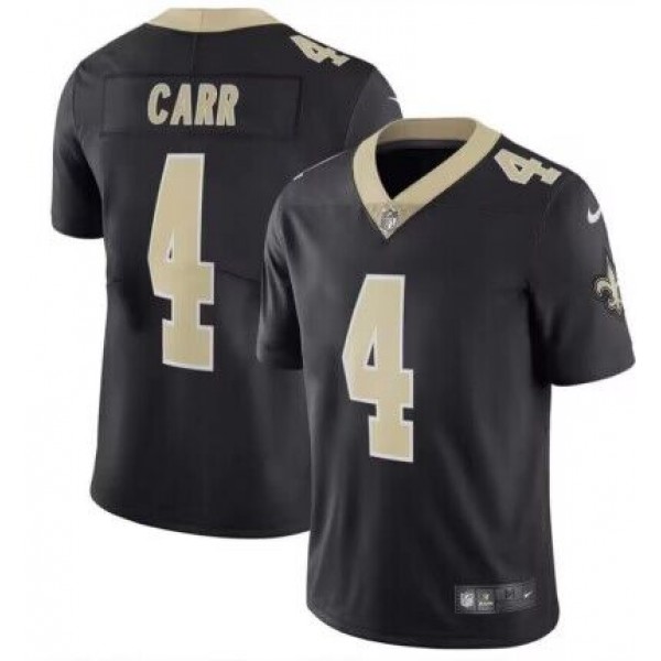 New Orleans Saints #4 Derek Carr Black Vapor Limited Stitched Jersey