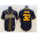Pittsburgh Steelers #32 Franco Harris Black Gold With Patch Cool Base Stitched Baseball Jersey
