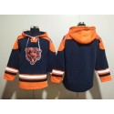 Chicago Bears Blank Navy Ageless Must-Have Lace-Up Pullover Hoodie