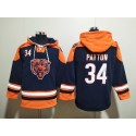 Chicago Bears #34 Walter Payton Navy Ageless Must-Have Lace-Up Pullover Hoodie