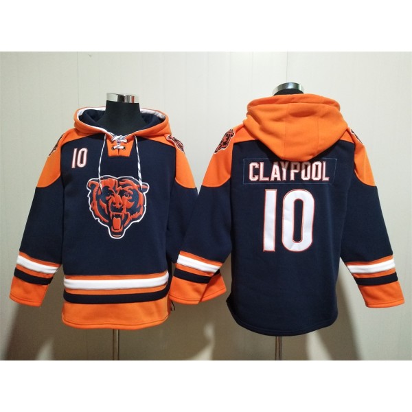 Chicago Bears #10 Chase Claypool Navy Ageless Must-Have Lace-Up Pullover Hoodie