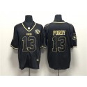 San Francisco 49ers #13 Brock Purdy Black Gold With 75th Anniversary Patch Stitched Jersey