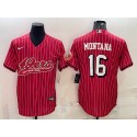 San Francisco 49ers #16 Joe Montana Red With Patch Cool Base Stitched Baseball Jersey