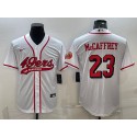 San Francisco 49ers #23 Christian McCaffrey New White With Patch Cool Base Stitched Baseball Jersey