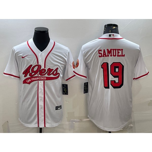 San Francisco 49ers #19 Deebo Samuel New White With Patch Cool Base Stitched Baseball Jersey