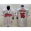 San Francisco 49ers #16 Joe Montana New White With Patch Cool Base Stitched Baseball Jersey