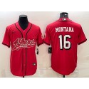 San Francisco 49ers #16 Joe Montana New Red With Patch Cool Base Stitched Baseball Jersey