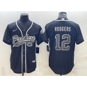 Green Bay Packers #12 Aaron Rodgers Black Reflective With Patch Cool Base Stitched Baseball Jersey