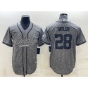 Indianapolis Colts #28 Jonathan Taylor Grey With Patch Cool Base Stitched Baseball Jersey