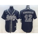 Philadelphia Eagles #12 Randall Cunningham Black Reflective With Patch Cool Base Stitched Baseball Jersey