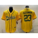 Green Bay Packers #23 Jaire Alexander Gold With Patch Cool Base Stitched Baseball Jersey
