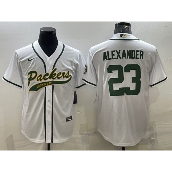 Green Bay Packers #23 Jaire Alexander White With Patch Cool Base Stitched Baseball Jersey
