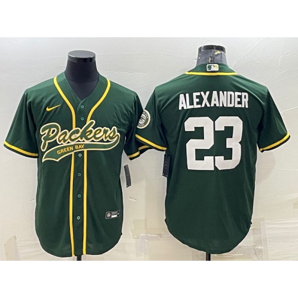 Green Bay Packers #23 Jaire Alexander Green With Patch Cool Base Stitched Baseball Jersey