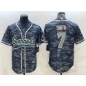 Seattle Seahawks #7 Geno Smith Grey Camo With Patch Cool Base Stitched Baseball Jersey
