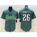 Philadelphia Eagles #26 Miles Sanders Green With Patch Cool Base Stitched Baseball Jersey