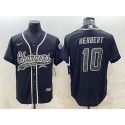 Los Angeles Chargers #10 Justin Herbert Black Reflective With Patch Cool Base Stitched Baseball Jersey