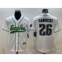 Philadelphia Eagles #26 Miles Sanders White With Patch Cool Base Stitched Baseball Jersey