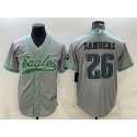 Philadelphia Eagles #26 Miles Sanders Gray With Patch Cool Base Stitched Baseball Jersey