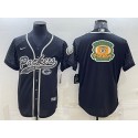 Green Bay Packers Black Reflective Team Big Logo With Patch Cool Base Stitched Baseball Jersey