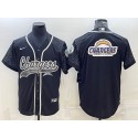 Los Angeles Chargers Black Reflective Team Big Logo With Patch Cool Base Stitched Baseball Jersey