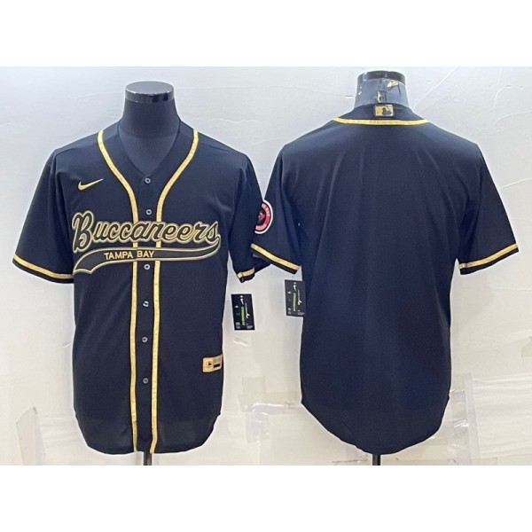 Tampa Bay Buccaneers Blank Black Gold With Patch Cool Base Stitched Baseball Jersey