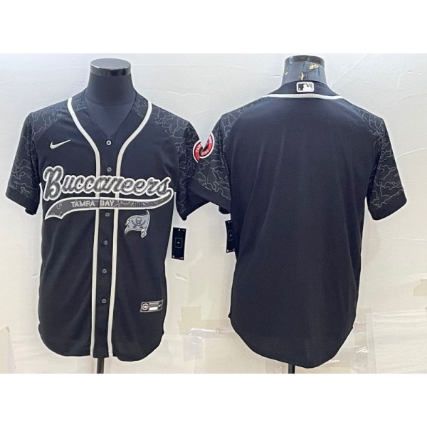 Tampa Bay Buccaneers Blank Black Reflective With Patch Cool Base Stitched Baseball Jersey
