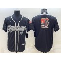 Tampa Bay Buccaneers Black Reflective Team Big Logo With Patch Cool Base Stitched Baseball Jersey