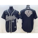 New Orleans Saints Black Reflective Team Big Logo With Patch Cool Base Stitched Baseball Jersey