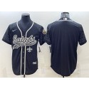 New Orleans Saints Blank Black Reflective With Patch Cool Base Stitched Baseball Jersey