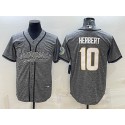 Los Angeles Chargers #10 Justin Herbert Grey With Patch Cool Base Stitched Baseball Jersey