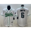 Philadelphia Eagles #6 DeVonta Smith White With Patch Cool Base Stitched Baseball Jersey