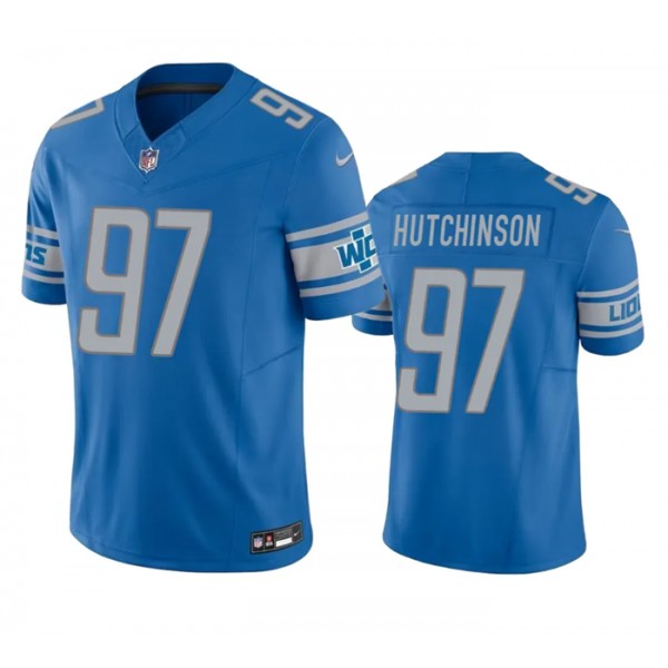 Detroit Lions #97 Aidan Hutchinson Blue 2023 F.U.S.E. Vapor Untouchable Limited Stitched Jersey