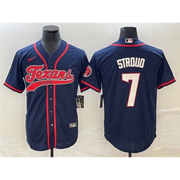 Houston Texans #7 C.J. Stroud Navy With Patch Cool Base Stitched Jersey