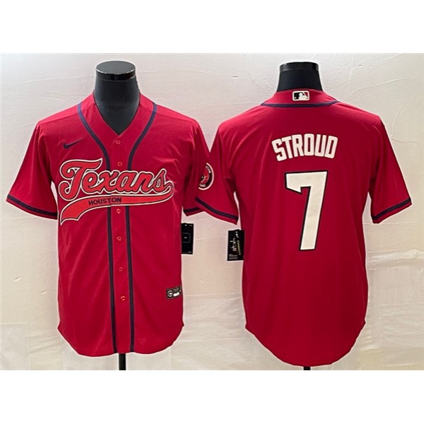 Houston Texans #7 C.J. Stroud Red With Patch Cool Base Stitched Jersey