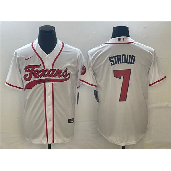 Houston Texans #7 C.J. Stroud White With Patch Cool Base Stitched Jersey