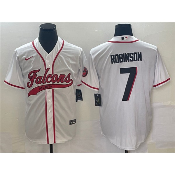 Atlanta Falcons #7 Bijan Robinson White With Patch Cool Base Stitched Jersey