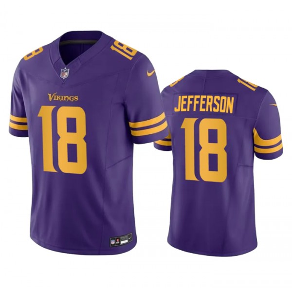 Minnesota Vikings #18 Justin Jefferson Purple 2023 F.U.S.E. Color Rush Stitched Jersey