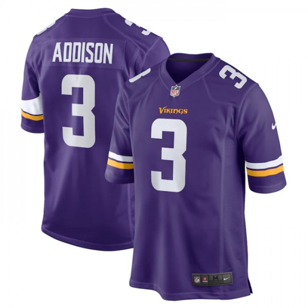Minnesota Vikings #3 Jordan Addison Purple Stitched Game Jersey