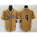 New Orleans Saints #4 Derek Carr Gold With Patch Cool Base Stitched Jersey